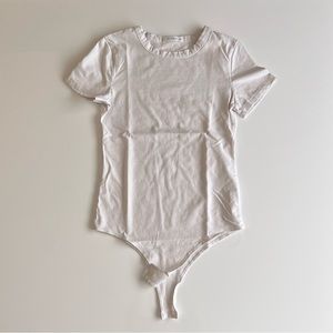 Cotton short sleeve crew neck bodysuit, white, xs